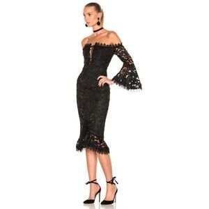 NICHOLAS Black Lace Off-Shoulder Dress